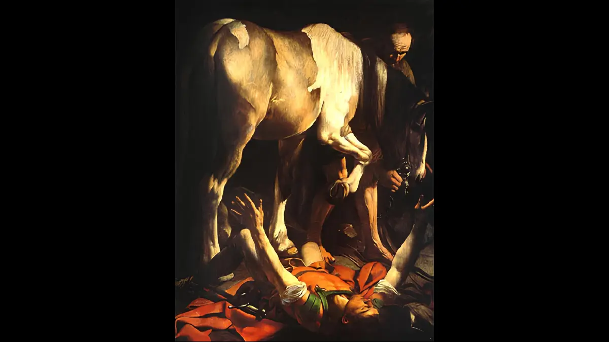 San Paolo è a terra folgorato dalla luce che emana da Gesù