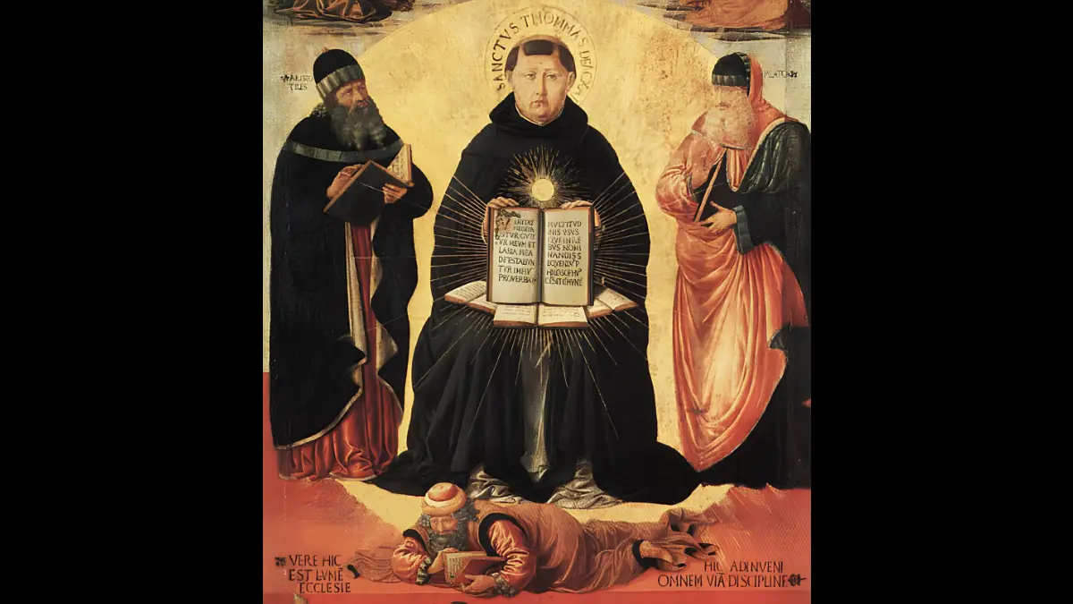 San Tommaso nella gloria celeste ai suoi piedi Aristotele