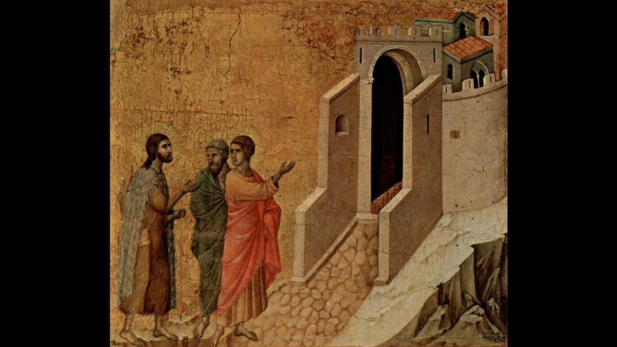 Gesù invitato a entrare nella locanda a Emmaus