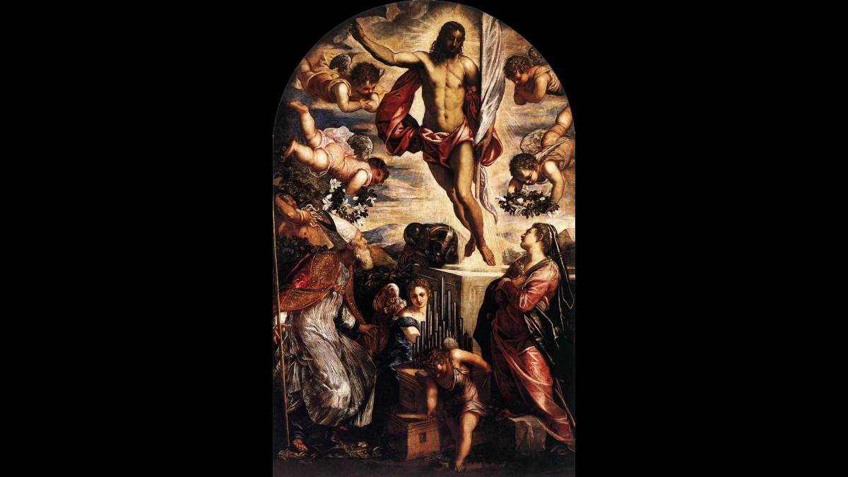 Gesù risorto con san Cassiano e santa Cecilia