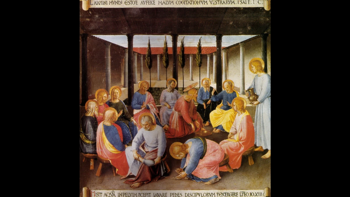 Gesù lavi i piedi ai discepoli