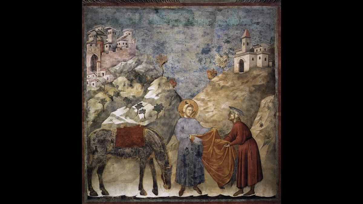 San Francesco d’Assisi dona il mantello a un povero