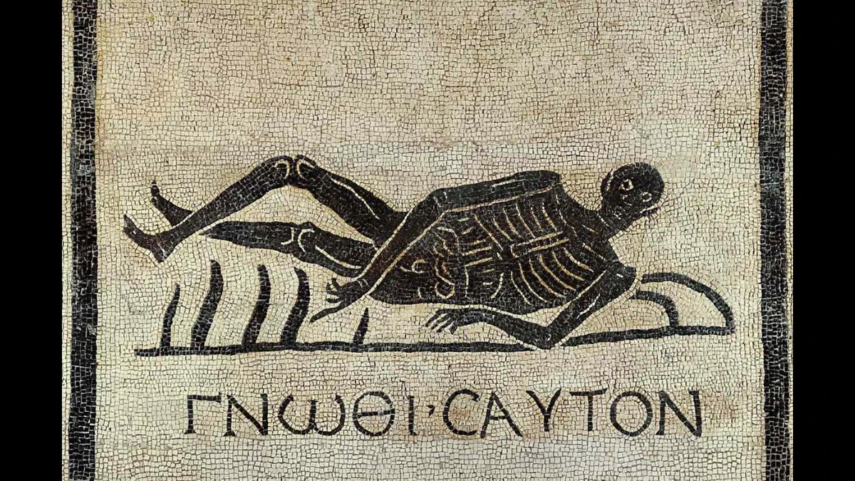 La scritta greca dice conosci te stesso