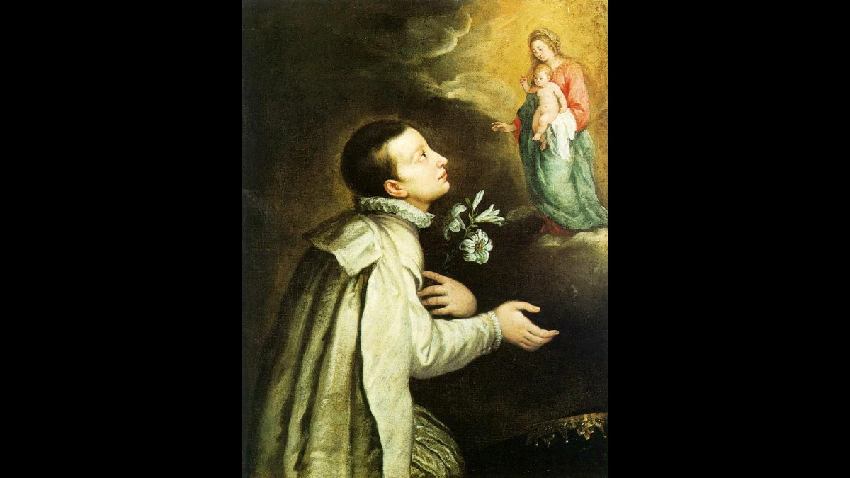 San Luigi Gonzaga a colloquio con Gesù bambino e Maria