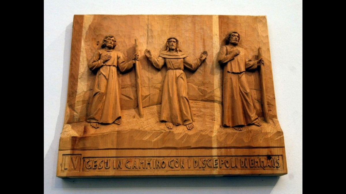 Gesù risorto in cammino coi discepoli verso Emmaus