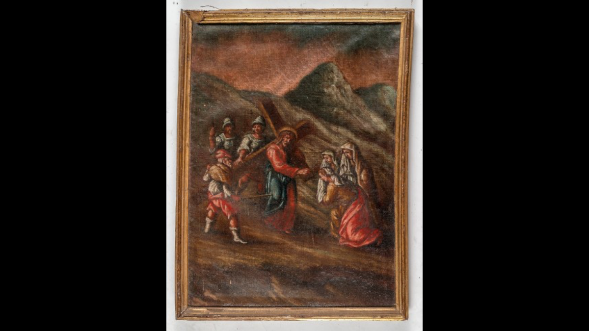 Sulla via della croce Gesù incontra donne di Gerusalemme in pianto per lui