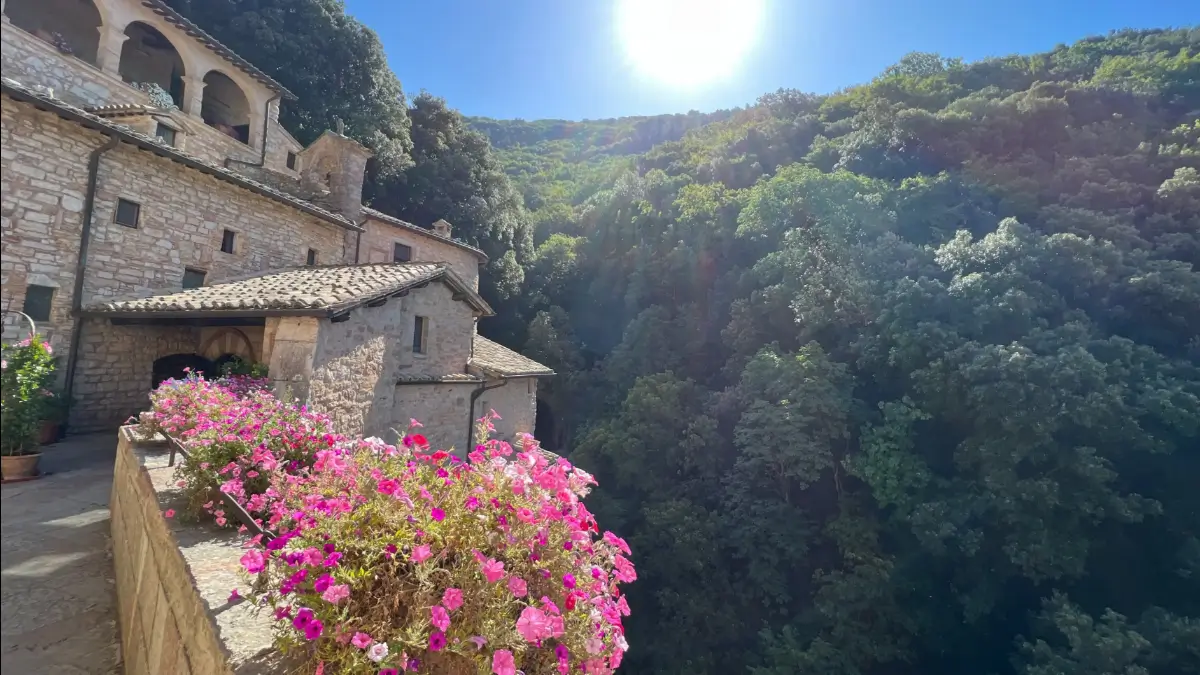 Il balcone delle Eremo delle carceri sopra Assisi